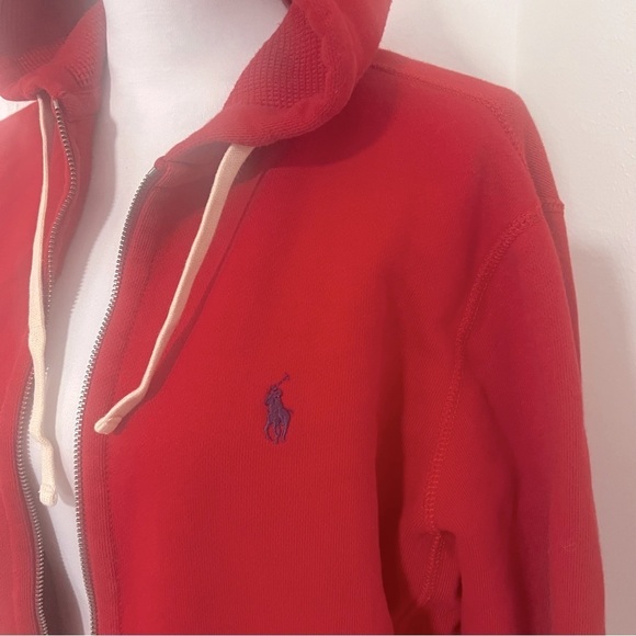 POLO RALPH LAUREN Blue Label Fleece Full Zip Hoodie Red Men Medium EUC Heavy - Picture 2 of 14